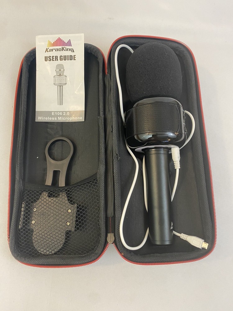 WIRELESS BLUETOOTH KARAOKE MICROPHONE E106 2.0 With Case Manual Fast Ship