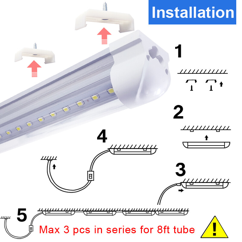 25Pc 8 Foot LED Shop Lights 144w Fixture 8FT T8 8' LED Tube Light Bulbs 6500K