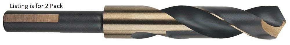 2 Pack 15/16" Black & Gold 1/2" Shank Silver & Deming Drill 135° Split Point
