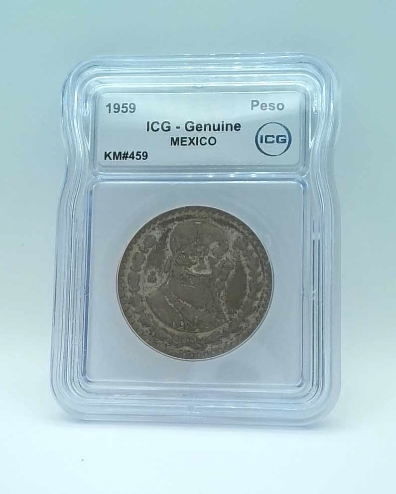 1959 Mexico Peso ICG Genuine KM#459