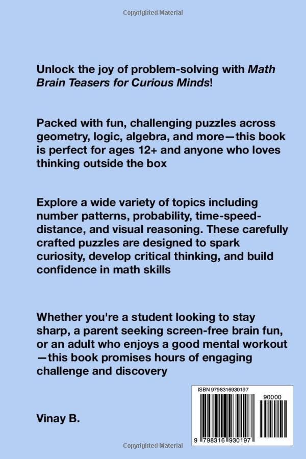 Math Brain Teasers for Smart Kids Ages 12+: Challenging and Fun Puzzles to Boost