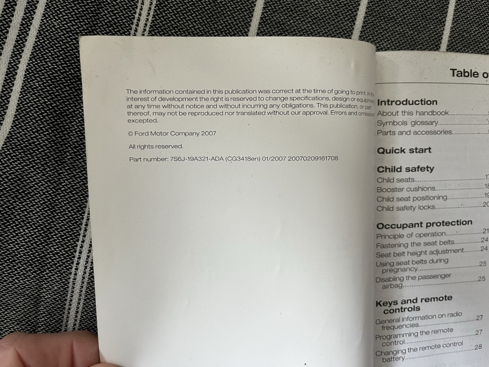 Ford Fiesta 2007 Owners Handbook