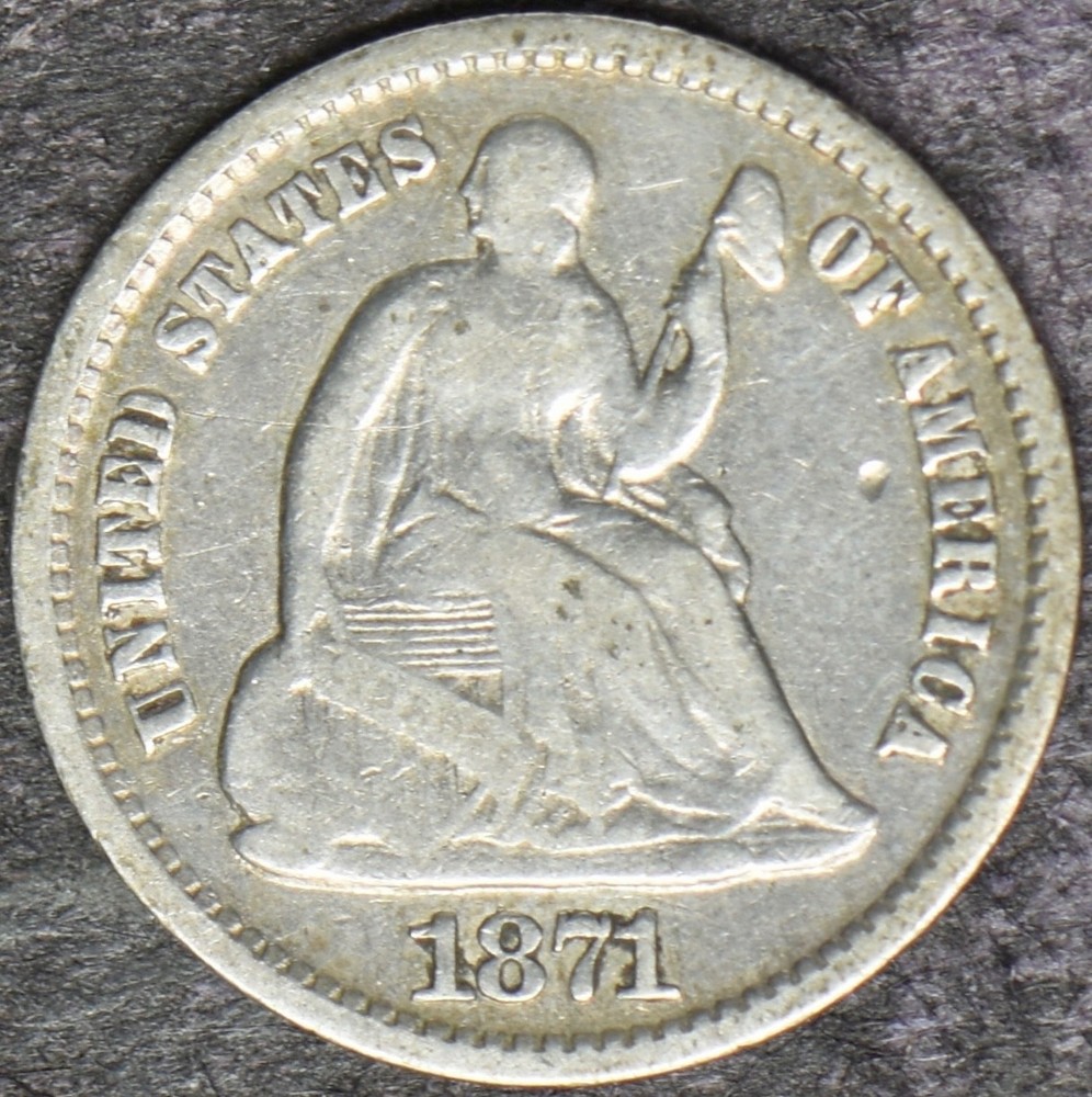 1871 Seated Liberty Silver Half Dime - ✪COINGIANTS✪