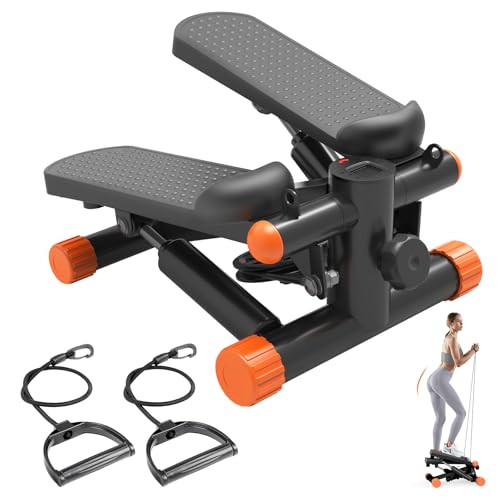 Mini Stepper With Resistance Bands, Portable Full Body Workout Stepper Machine A