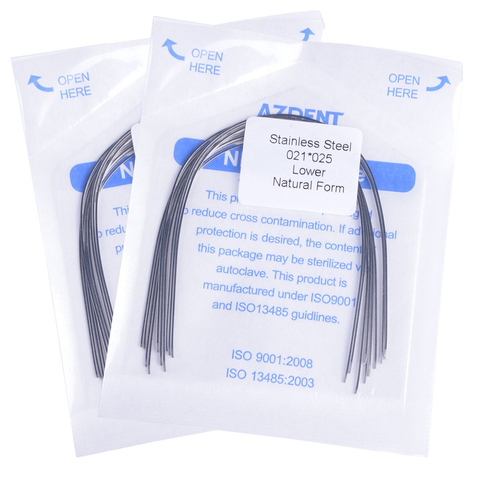 AZDENT Dental Orthodontic Arch Wires Stainless Rectangular Natural For Bracket