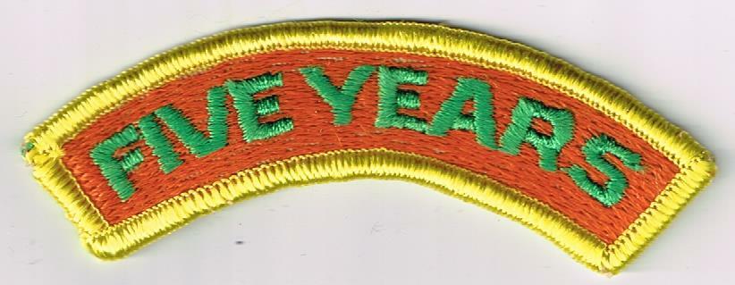 Five Years tab for TN Wildlife Resources Hunter Ed. Instructor & Volunteer patch