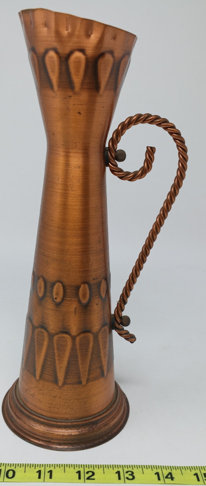 Vintage German HMZ Hand Made Hammered Copper Pitcher Vase