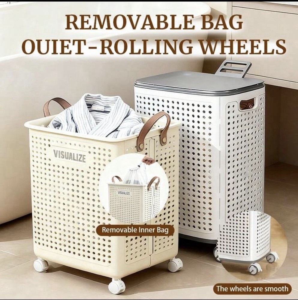 Large Foldable Wheeled Laundry Basket