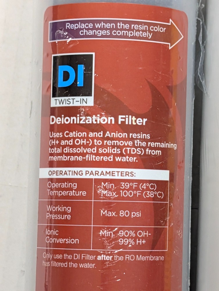 AquaticLife RO/DI Water Filter Set Carbon Block + Deionization Twist-In 10"