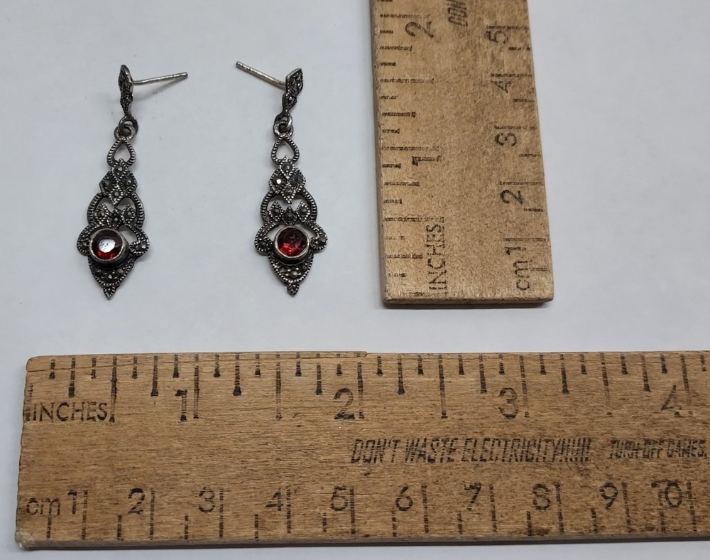 RED setting - 925 - pierced EARRINGS - listing #7767