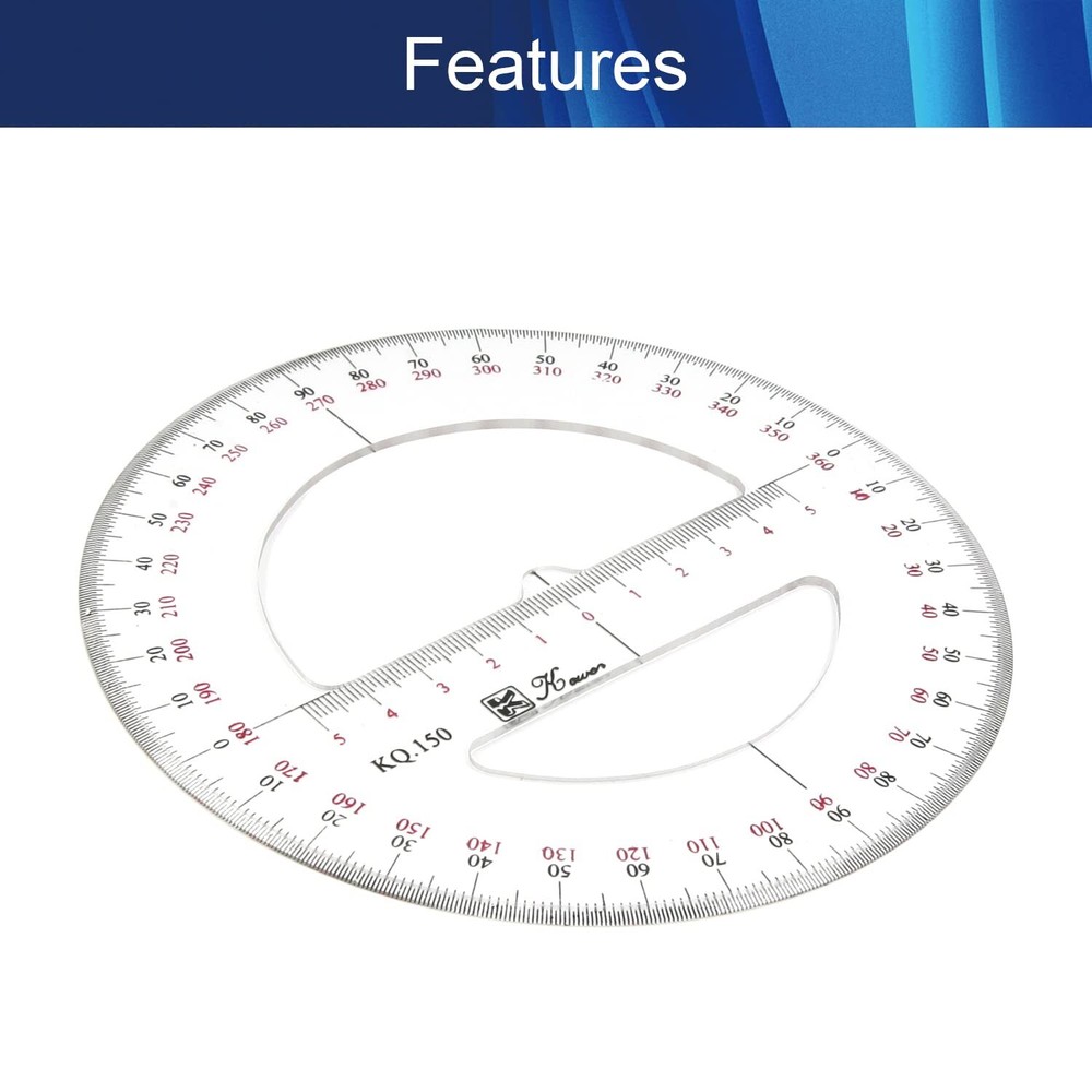 360 Degree Protractor 6 Inch Diameter Plastic Math Protractors Circle Protrac...