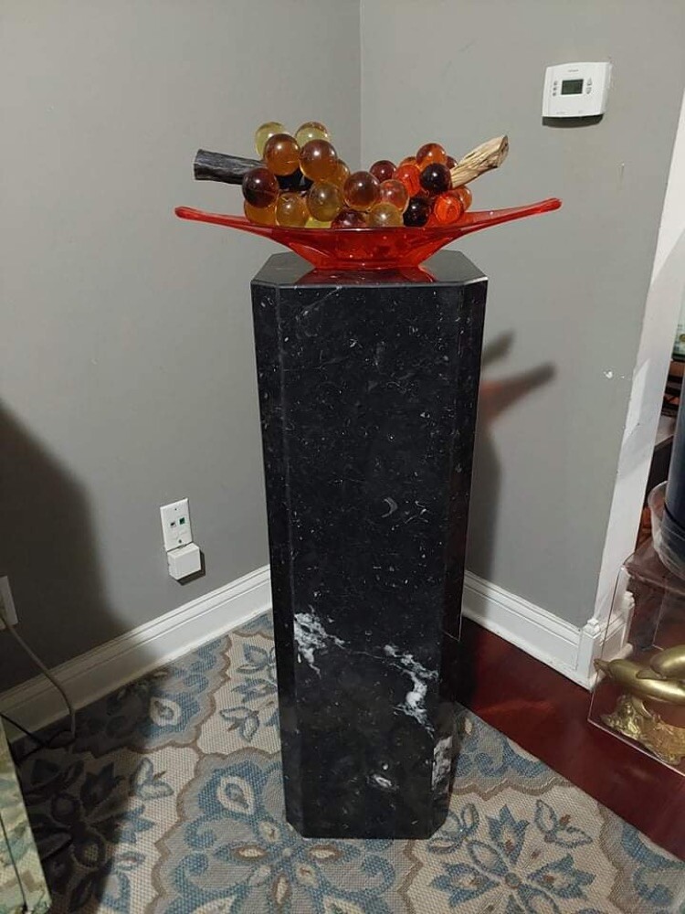 Mid Century Black Marble Pedestal.