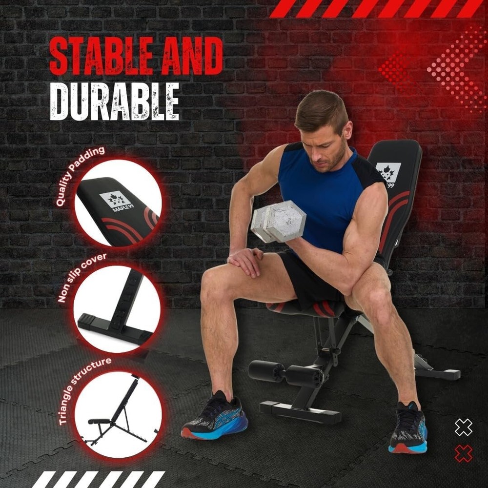 Adjustable Weight Bench – Heavy-Duty, 8 Positions, Foldable – Full-Body Workouts