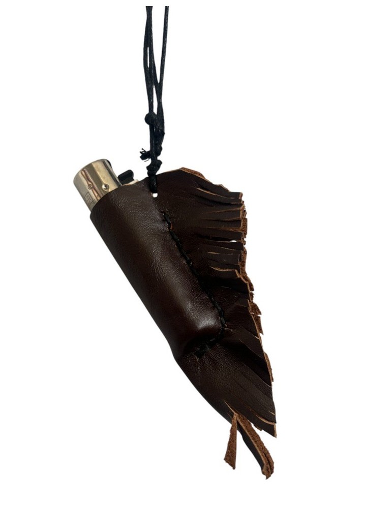 Leather Hand Made Lighter Holder with String Necklace Lanyard