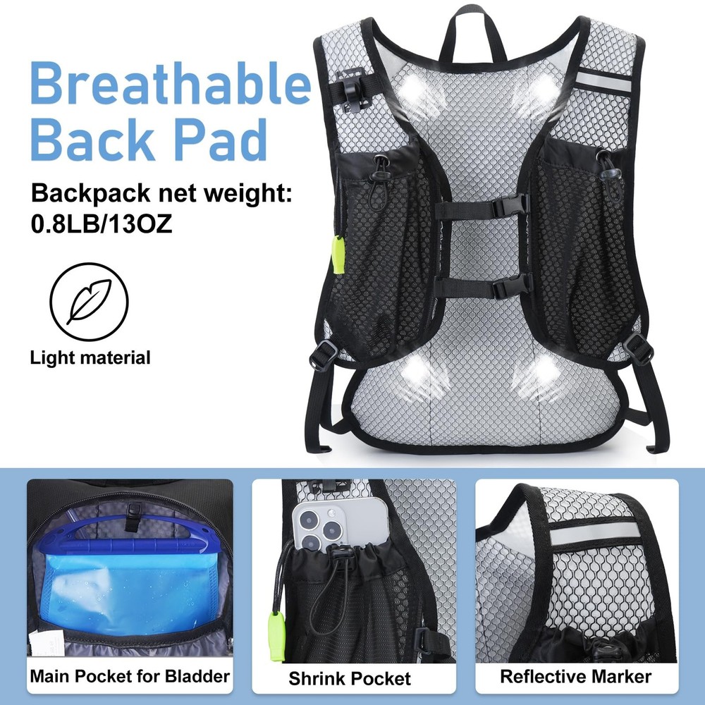 Lightweight Hydration Backpack, Running Backpack with 2L Water Bladder, Hydro...