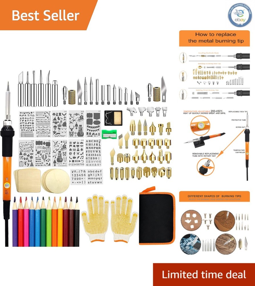 Complete Wood Burning Tool Set - 110 Pieces with Quick Heating 60W Technology
