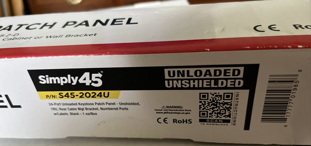 Simply45 Loaded 24-Port Cat5e UTP Patch Panel (S45-2524U)