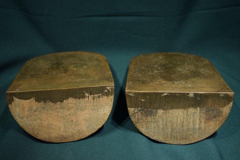 Antique Blacksmith, Engineer, Machining themed Brass Bookends heavy 8" tall