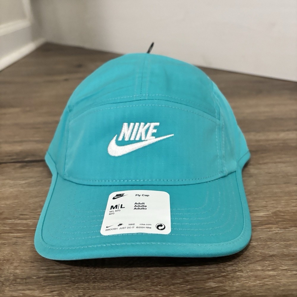 Nike fly cap futura 5 panel mens medium large strap back hat teal