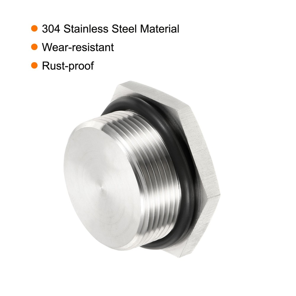 M32x1.5 Male Plug Stainless Steel Thread Hex Head Socket Solid Pipe Fitting