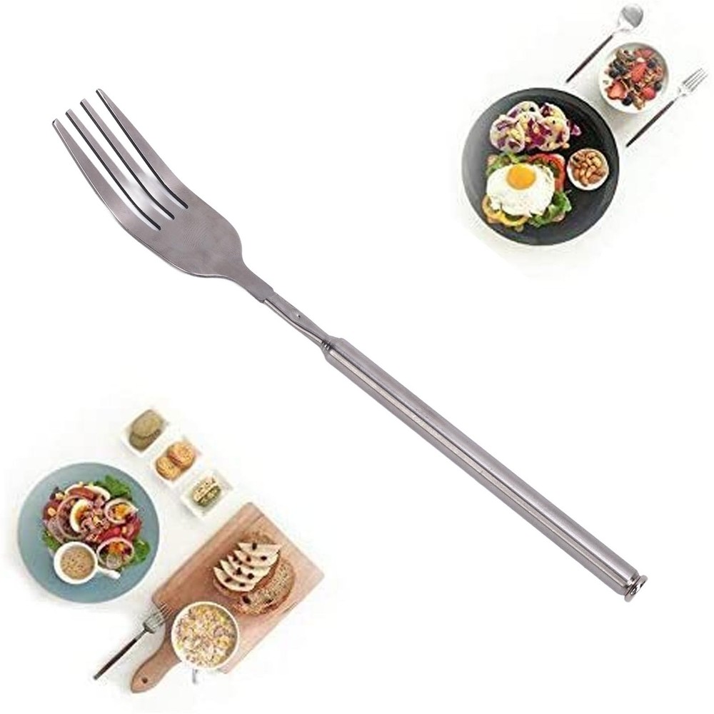 Extendable Fork Stainless Steel Long Handle Portable Telescopic Fork For BBQ WT