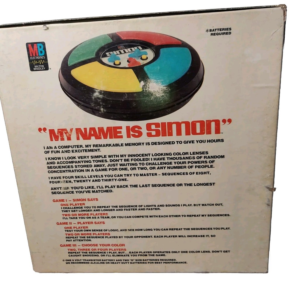 Original 1978 Simon Electronic Game With Box Milton Bradley Complete Working