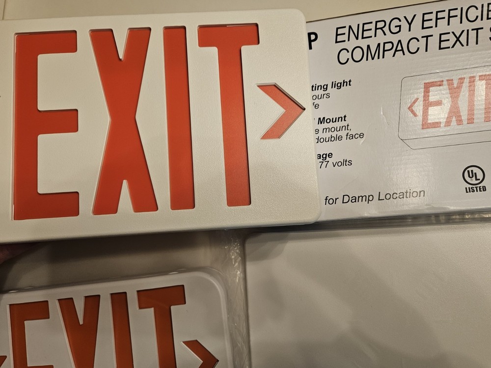 X2 Energy Efficient Compact Exit Sign Long Lasting Light Damp Red LED TCP & AMZN