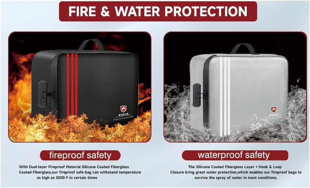 Fireproof Document Box with Lock, Hard Case Files Safe Organizer, 8-Layer Firepr