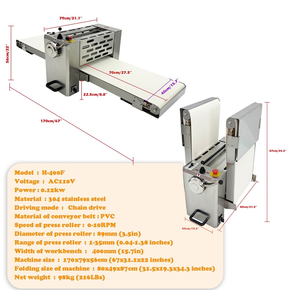 110V Mini Desktop Foldable Puff Pastry Machine Dough Sheeter Pressing Machine
