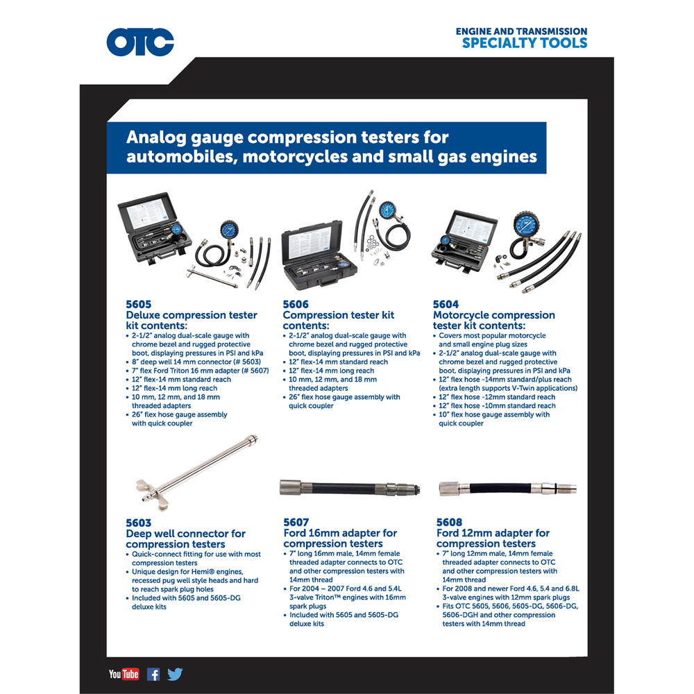 OTC Tools 5605 Deluxe Compression Tester Kit