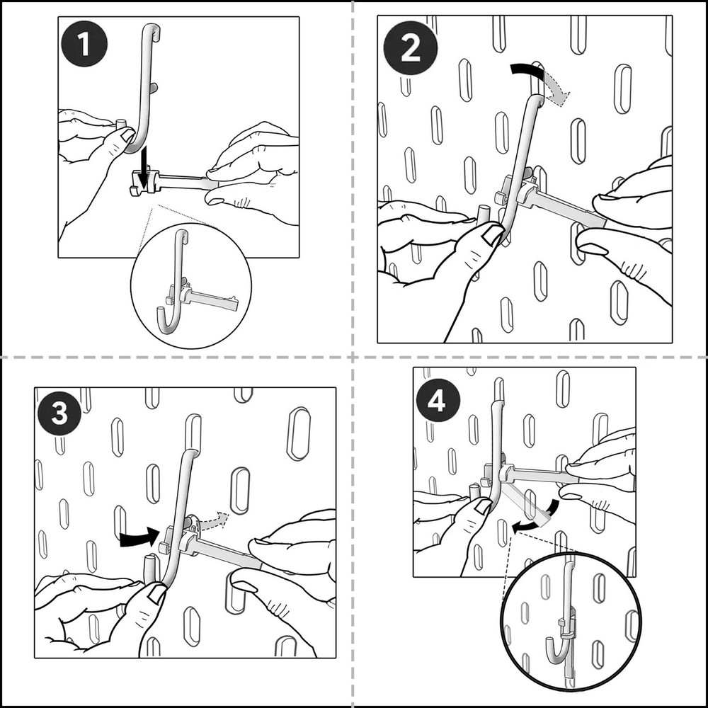 IKEA SKADIS Pegboard Hook Lock Retainer Accessory "Holdilock" (10 pieces)