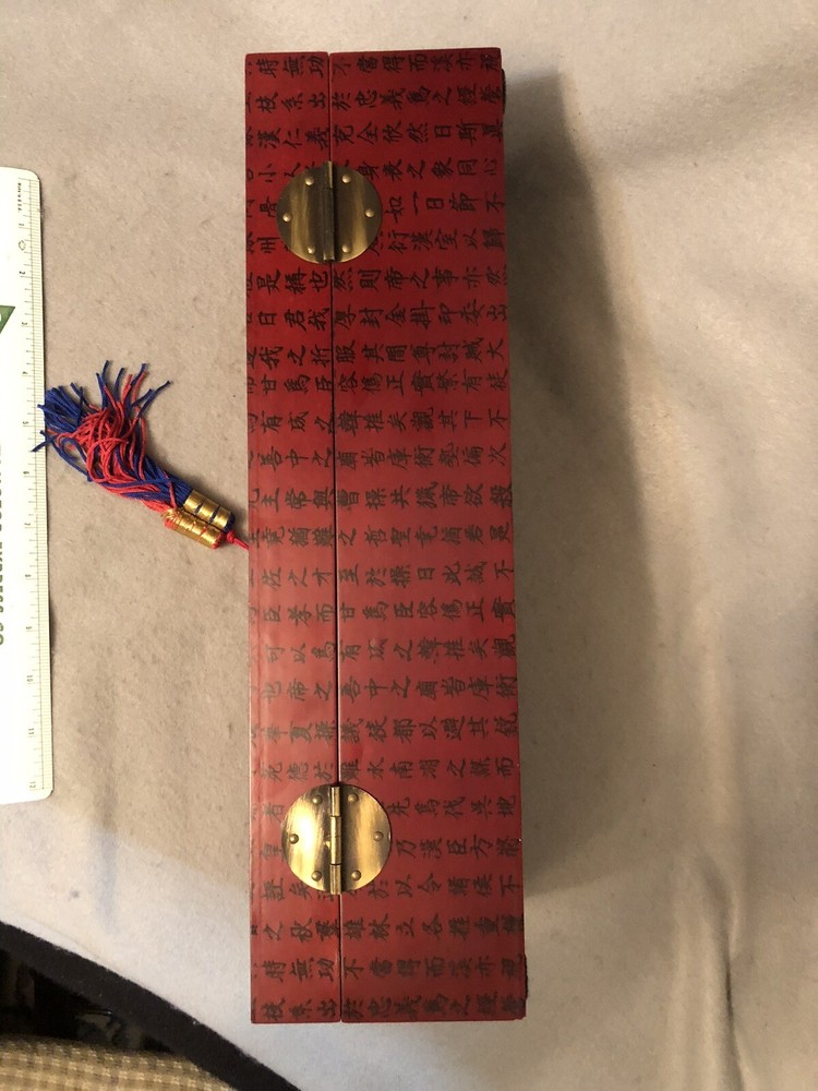 Ornamental Chinese Lock Story Scroll Toolbox 15”x5”x4”