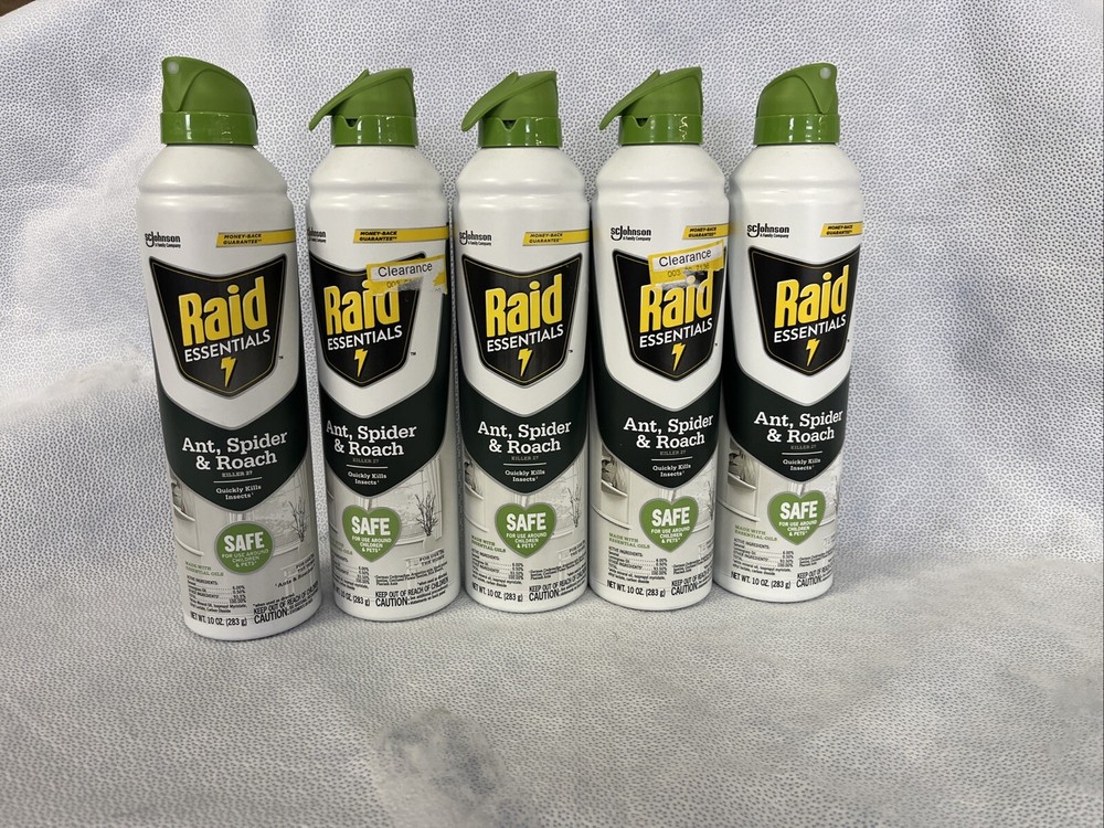 Box of 5 - Raid Essentials Ant, Spider & Roach Killer 27 Spray, 10 Oz