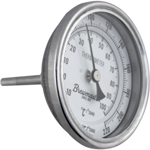 1/2" MPT Dial Thermometer for Kettles - 3 in. Face - Brewing - Distilling
