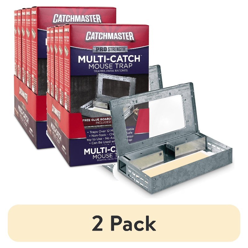(2 pack) Catchmaster Reusable Pro Series Multi-Catch Mouse Trap,Free Glue Board