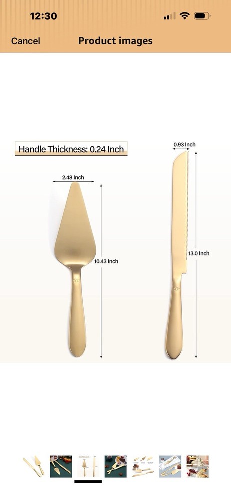 WEDDING CAKE KNIFE AND SERVER SET IN GOLD TONE