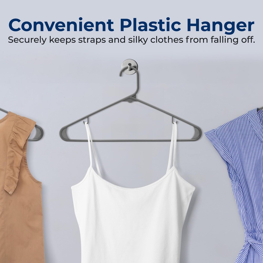SereneLife 30 Pack Plastic Hangers (Gray)