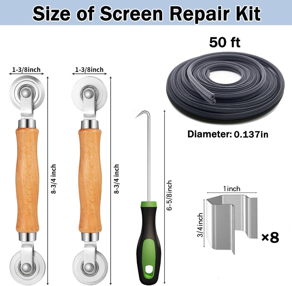 Deluxe Window Screen Replacement Kit 48"x118" - Mesh, Rollers & Tools Included