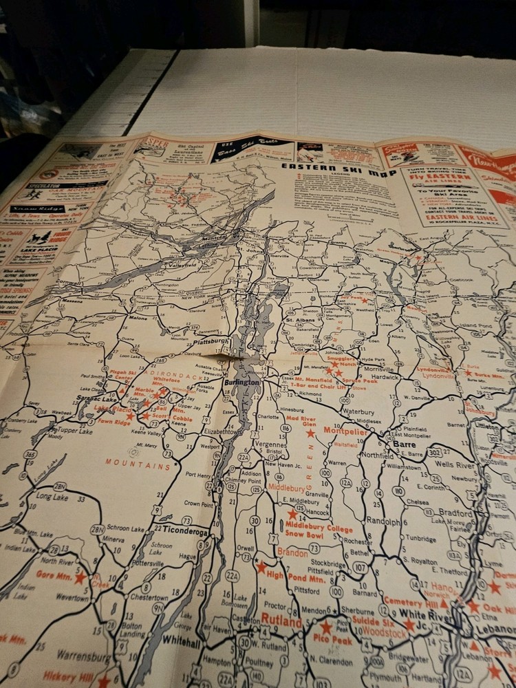 1982 EASTERN SKI MAP GUIDE. See Description For More.
