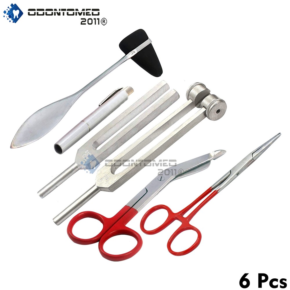 6 pcs Reflex Percussion Taylor Hammer Penlight Tuning Fork C 128 C 512 +scissors