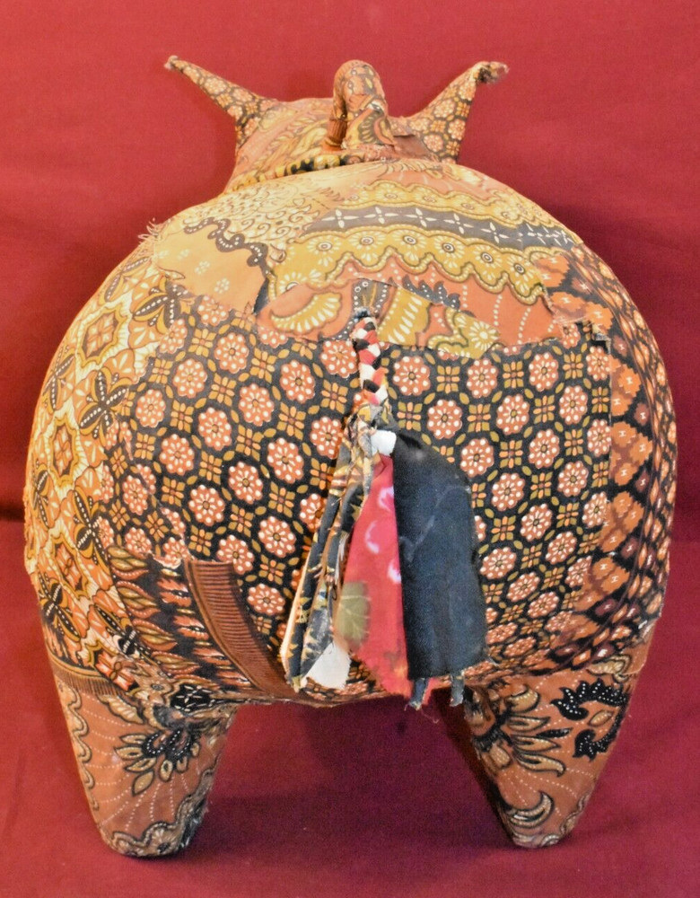 Antique Folk Art Pig-Shaped Lidded Storage Box