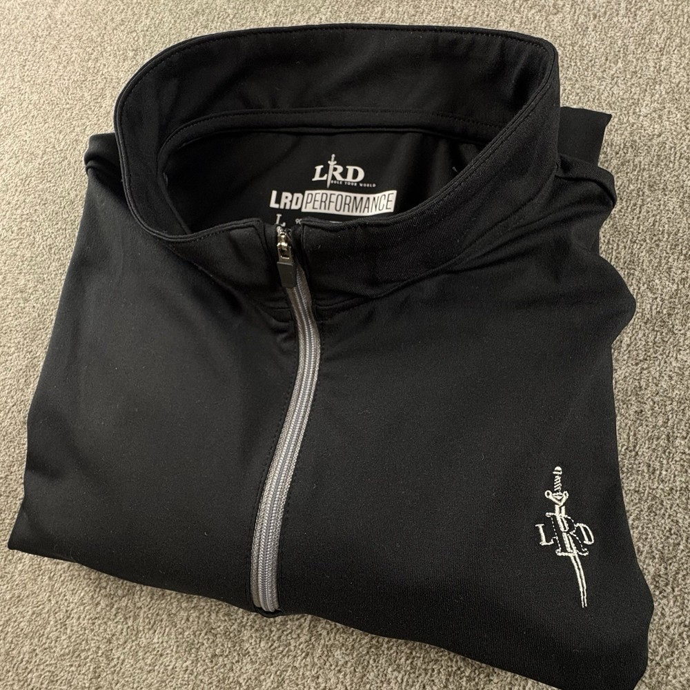 LRD Performance Mens Large Black Golf Pullover 1/4 Zip LS Shirt Stretch