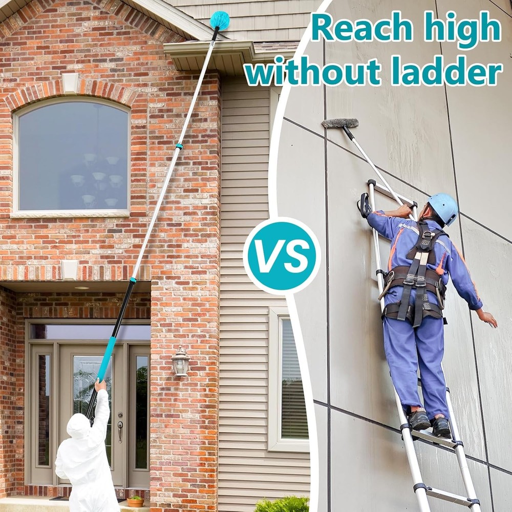 Mavriz 5-12 FT Spider Web Brush with Pole, Cobweb Duster with Extension Pole for