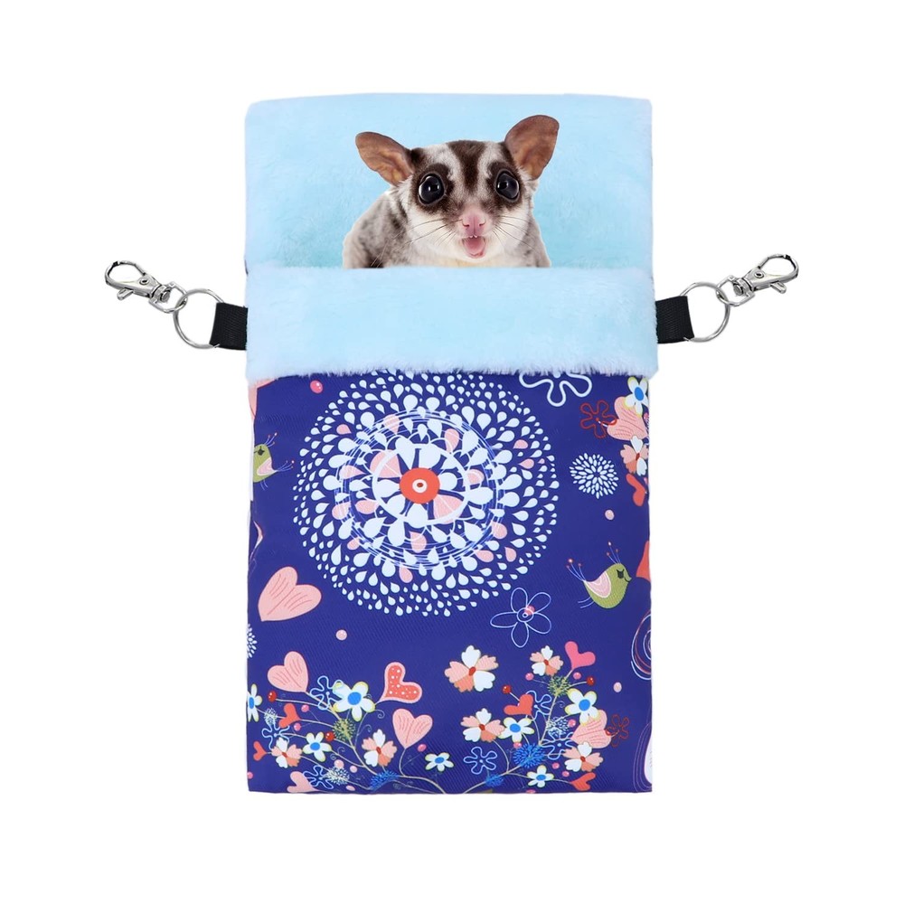 Small Pet Sleeping Pouch Bag Warm Bed Hideout Hamster Hedgehog Squirrel Blue M