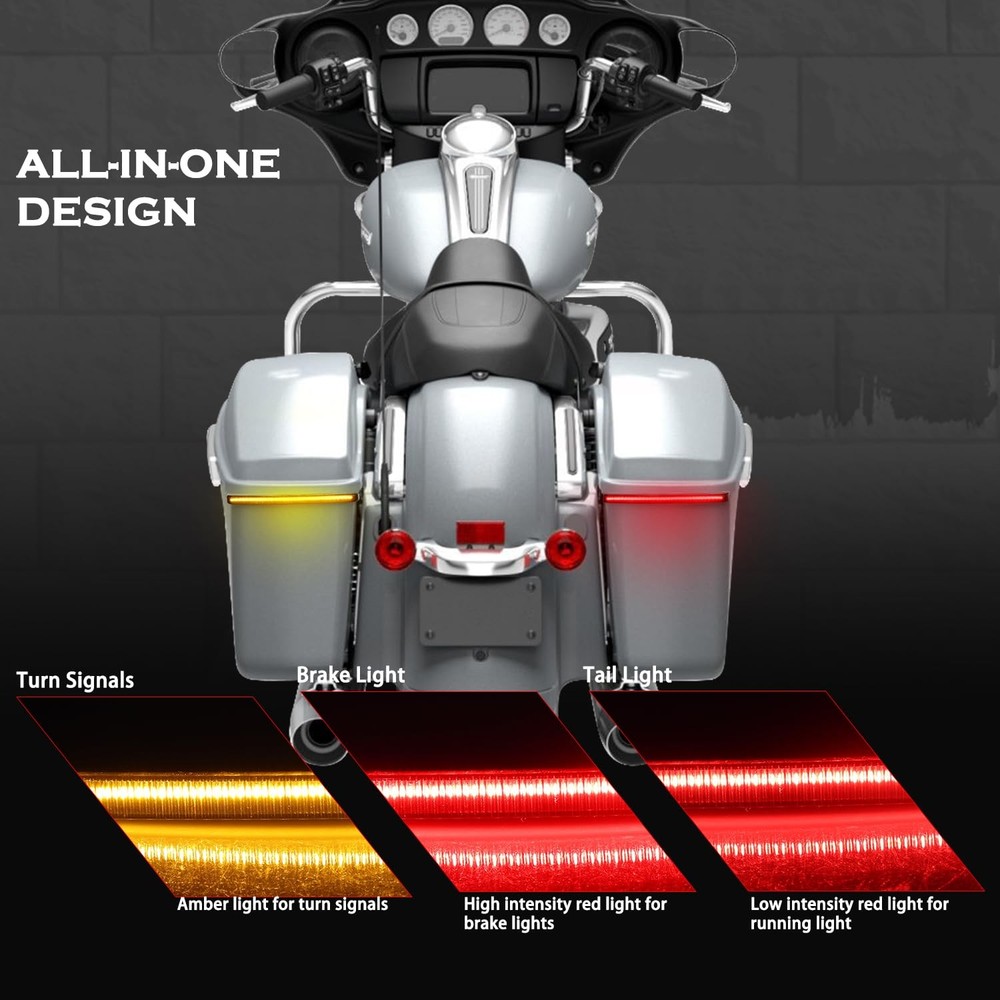 Saddle bag LED Tail Lights Smoked Saddlebag Brake Running Light with Sequenti...