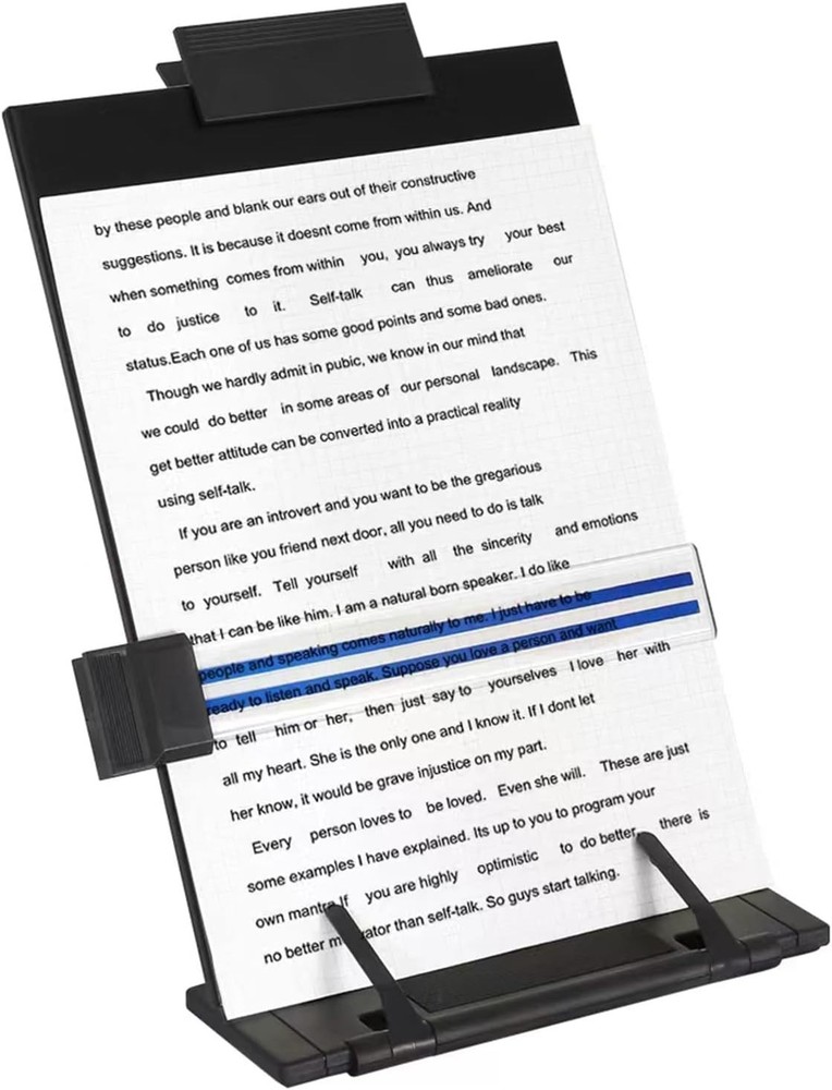 Desktop Document Holder Stand 7 Adjustable Positions, Black Metal File Organizer