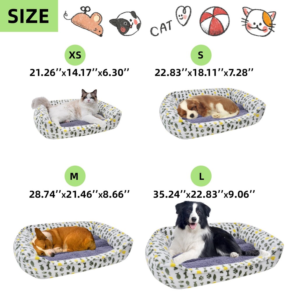 Calming AntiAnxiety Dog Sofa Bed, Rectangular Washable Grey Mattress Large