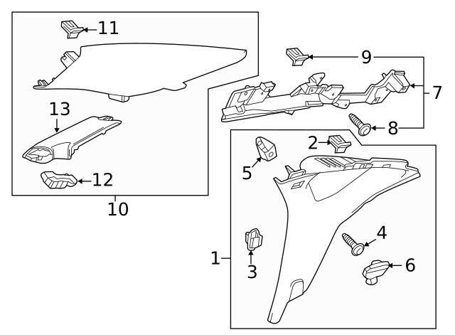 Genuine GM Driver Side Quarter Panel Upper Trim Panel Bracket 23113147