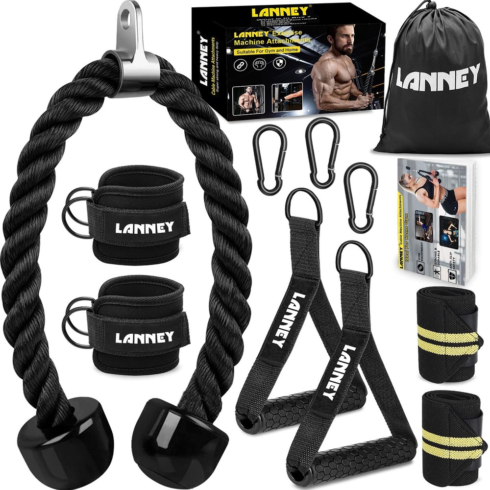 Tricep Rope Cable Machine Attachment, 35 Triceps Pull Down Rope LAT Pulldown Att