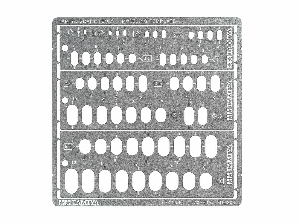 Tamiya MODELING TEMPLATE (ROUNDED RECTANGLES, 1-6mm) 74154